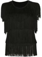 Norma Kamali - Fringed Top - Women - Polyester/spandex/elastane - S, Black, Polyester/spandex/elastane