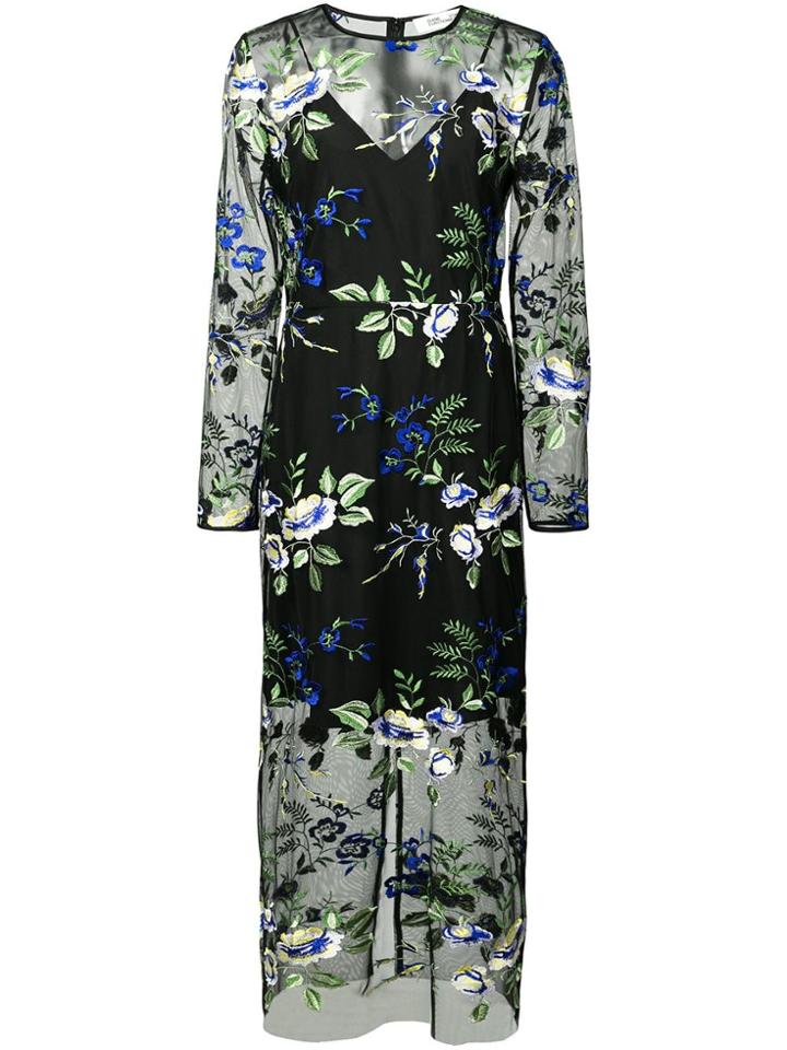 Dvf Diane Von Furstenberg Sheer Floral Dress - Black