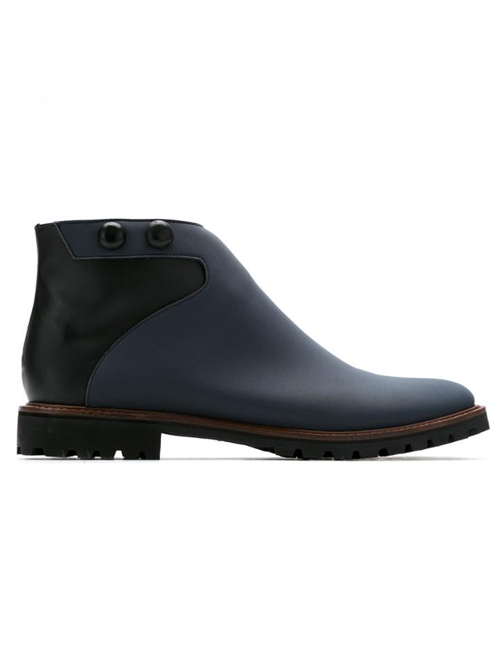 Sarah Chofakian Leather Ankle Boots - Blue