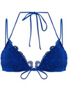 Ermanno Scervino Crochet Embellished Bikini Top - Blue