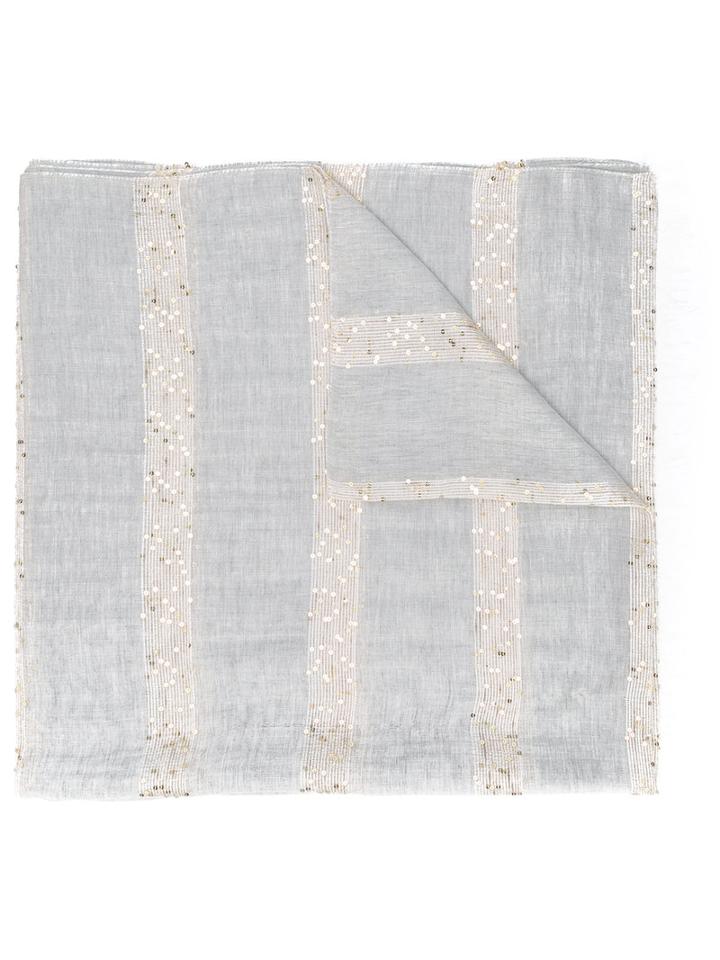 Eleventy - Sequin Stripe Scarf - Women - Polyamide/polyester/modal/viscose - One Size, Women's, Grey, Polyamide/polyester/modal/viscose