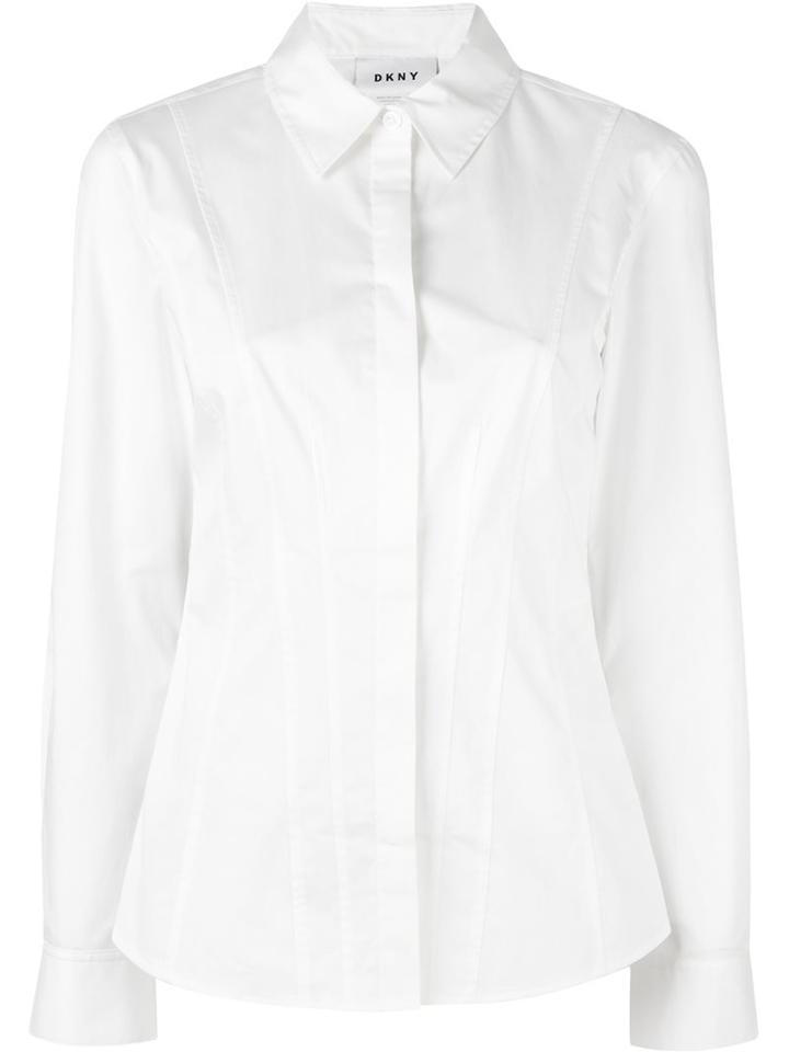 Dkny Seam Detail Shirt, Women's, Size: Xs, White, Cotton/spandex/elastane