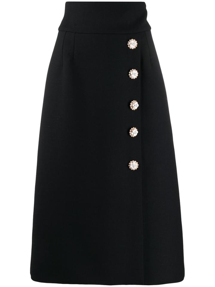Dolce & Gabbana Button Down High Waisted Skirt - Black