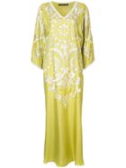 Natori Embroidered Caftan Dress - Green