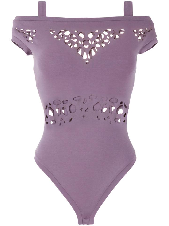 Murmur Cut-detail Fitted Bodysuit - Pink & Purple