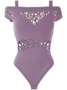 Murmur Cut-detail Fitted Bodysuit - Pink & Purple