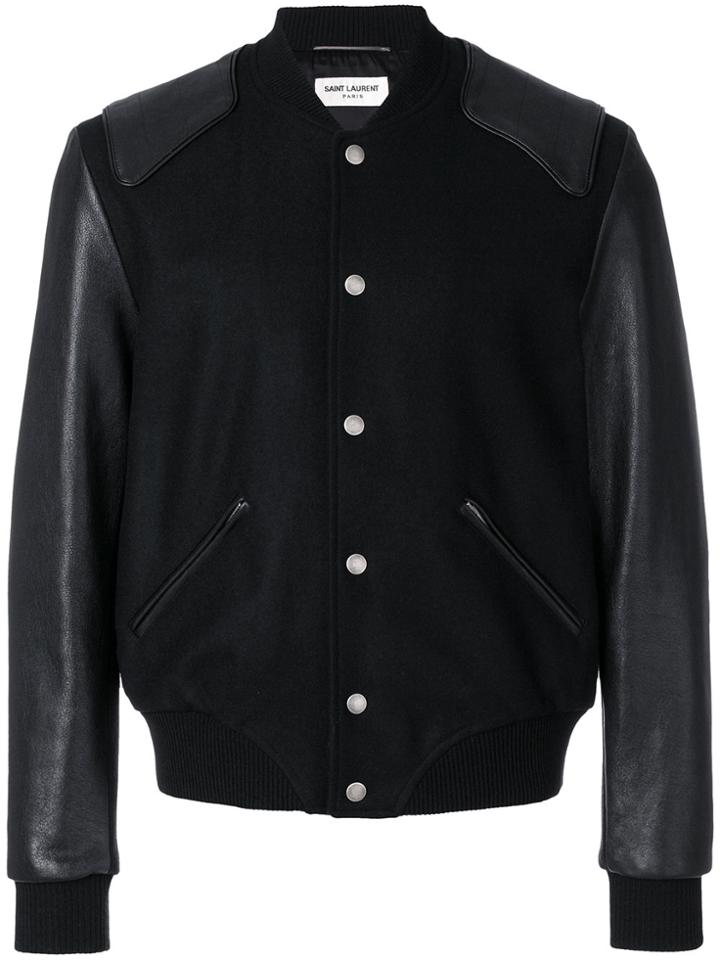 Saint Laurent Heaven Varsity Bomber - Black