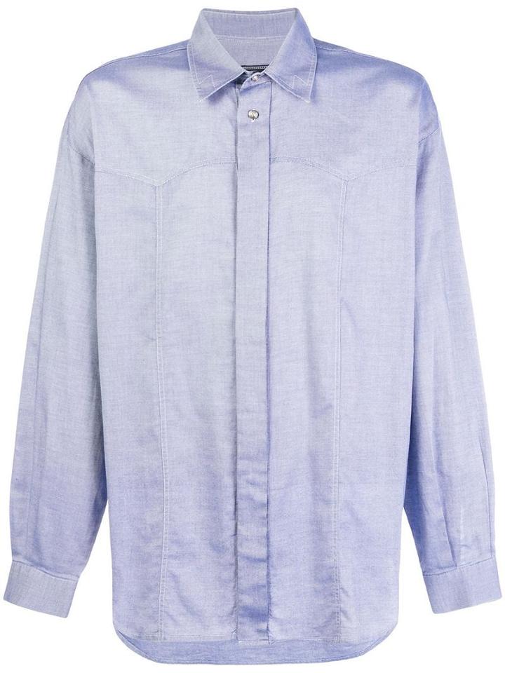 Versace Pre-owned Stitch-detail Shirt - Blue