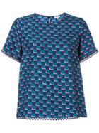 Kenzo Scallop Trim T-shirt, Women's, Size: 34, Blue, Silk