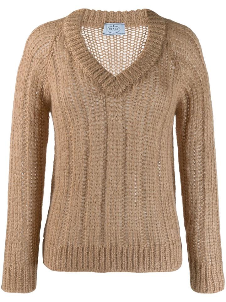 Prada Chunky Knit Jumper - Neutrals