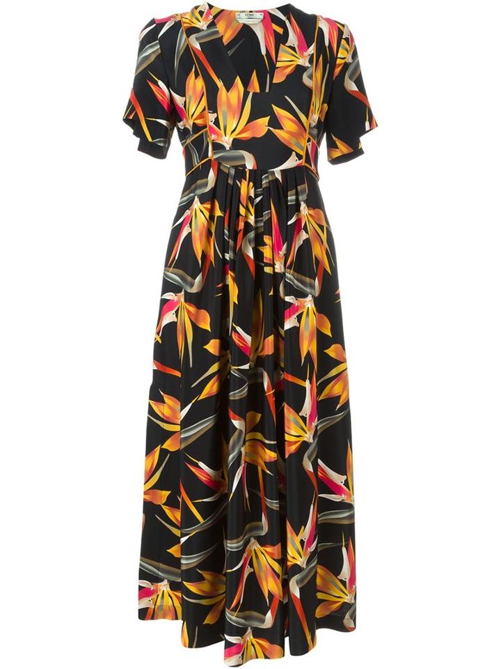 Fendi Orchid Print Maxi Dress