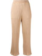 Loveless - Cropped Rib Knit Trousers - Women - Cotton/rayon - 36, Brown, Cotton/rayon