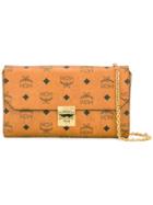 Mcm Logo Print Clutch - Brown