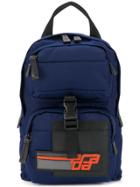 Prada Logo Patch Backpack - Blue