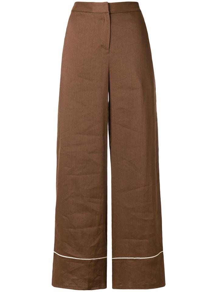 Altea Contrast Piping Trousers - Brown