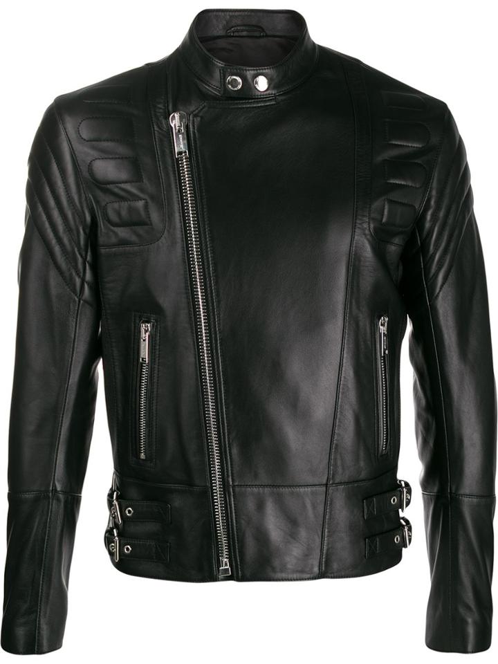 Les Hommes Off-centre Zipped Jacket - Black