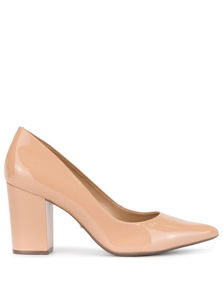 Schutz Patent Block Heel Sandals - Brown