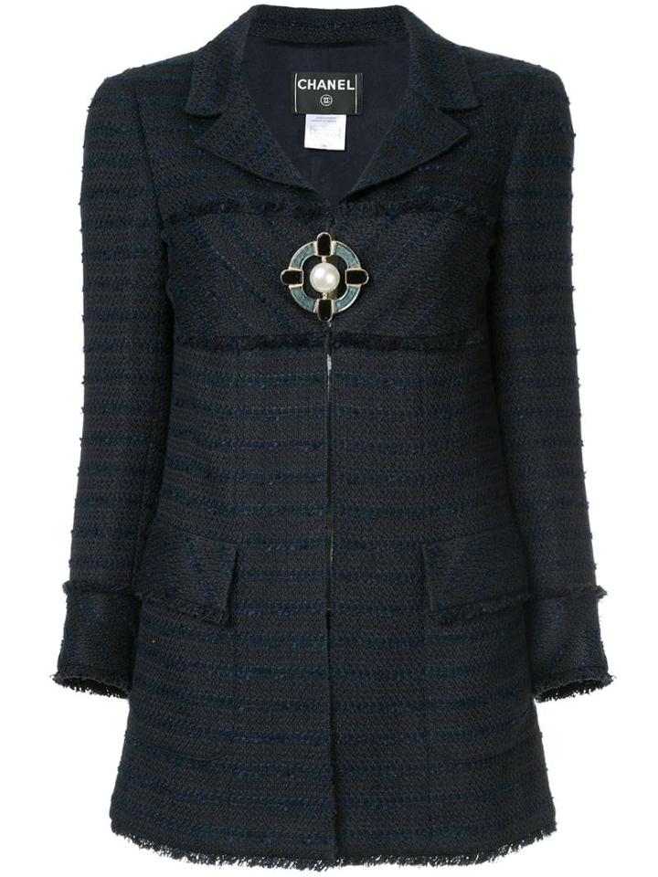 Chanel Pre-owned Brooch Closure Boucle Jacket - Blue