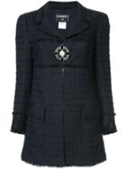 Chanel Pre-owned Brooch Closure Boucle Jacket - Blue
