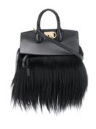Salvatore Ferragamo Faux-fur Trim Bag - Black
