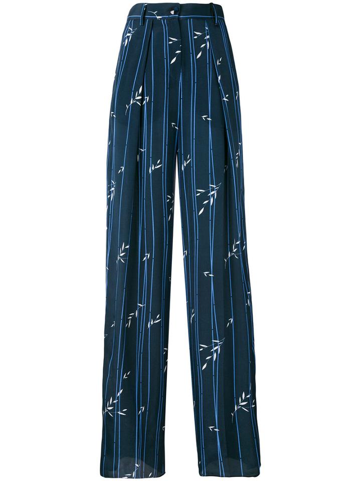 Emporio Armani - Striped Palazzo Pants - Women - Silk/viscose - 38, Women's, Blue, Silk/viscose