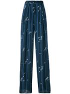 Emporio Armani - Striped Palazzo Pants - Women - Silk/viscose - 38, Women's, Blue, Silk/viscose