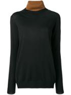 D.exterior Contrast Turtle Neck Jumper - Black