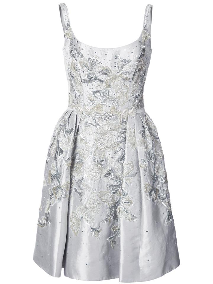 Marchesa Embellished Scoop Neck Dress - Metallic