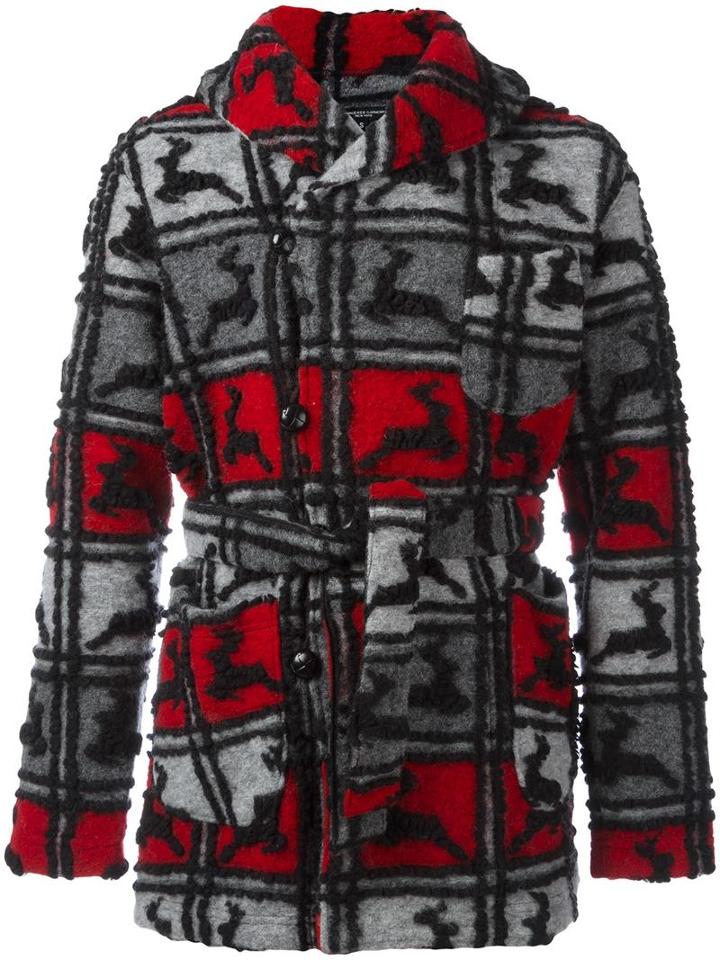 Engineered Garments Shawl Collar Knitted Coat, Men's, Size: Large, Grey, Polyester/wool