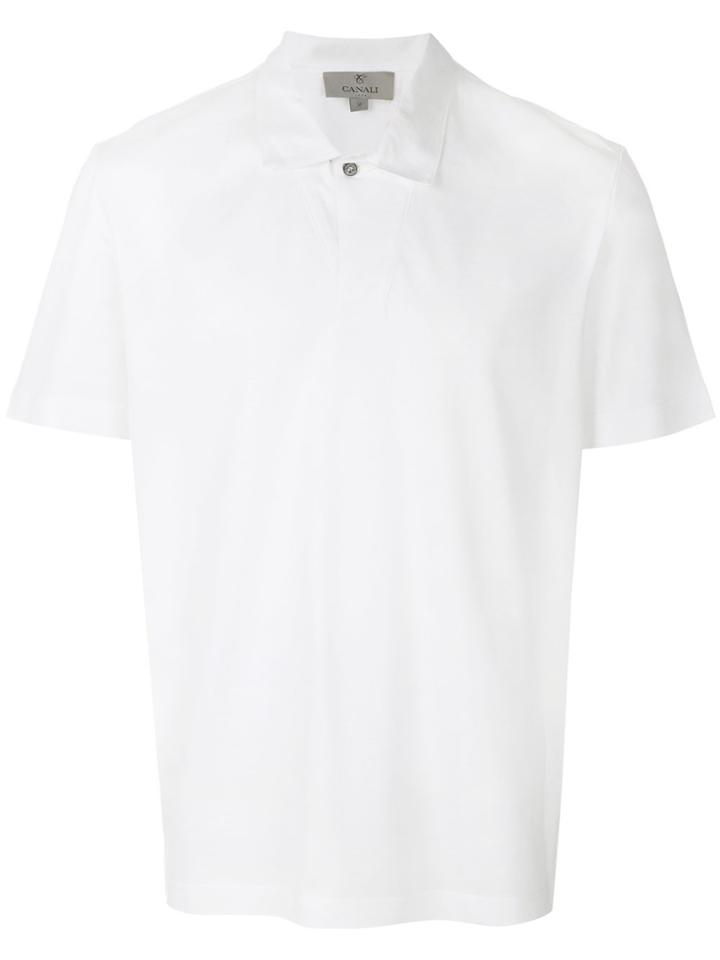 Canali V-neck Polo Shirt - White