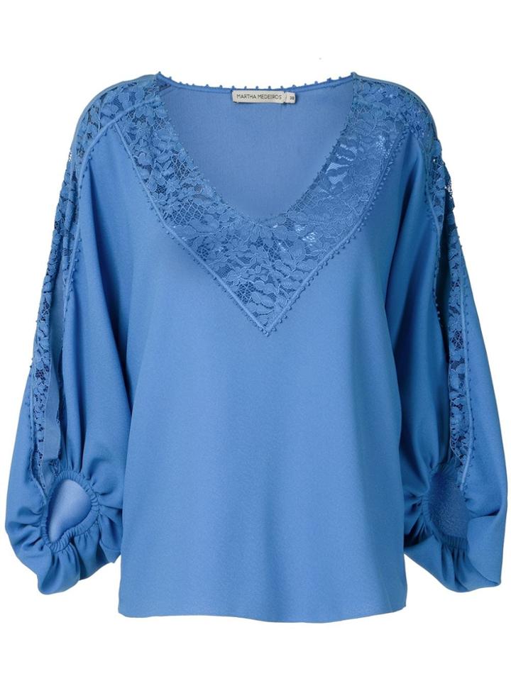 Martha Medeiros Giuliana Lace Panels Blouse - Blue