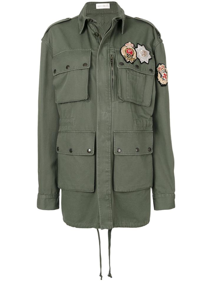 Faith Connexion Oversized Appliqué Patch Jacket - Green