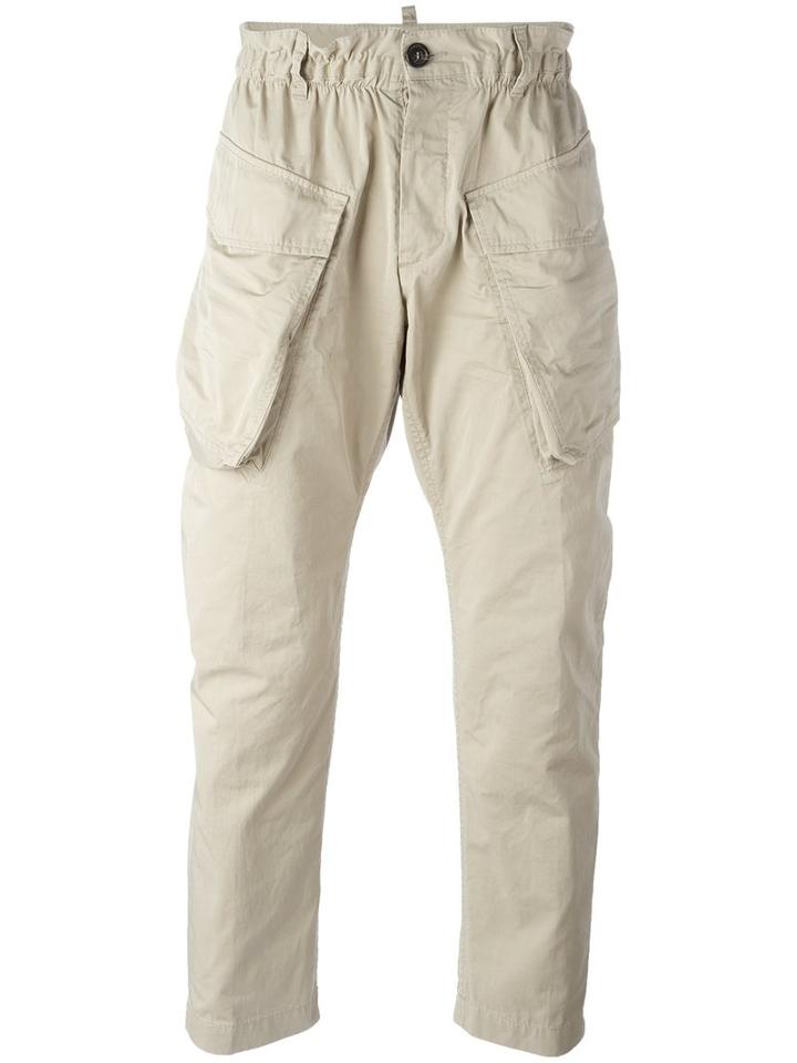 Dsquared2 Elasticated Waist Cargo Trousers, Men's, Size: 48, Nude/neutrals, Cotton/polyester/polyurethane
