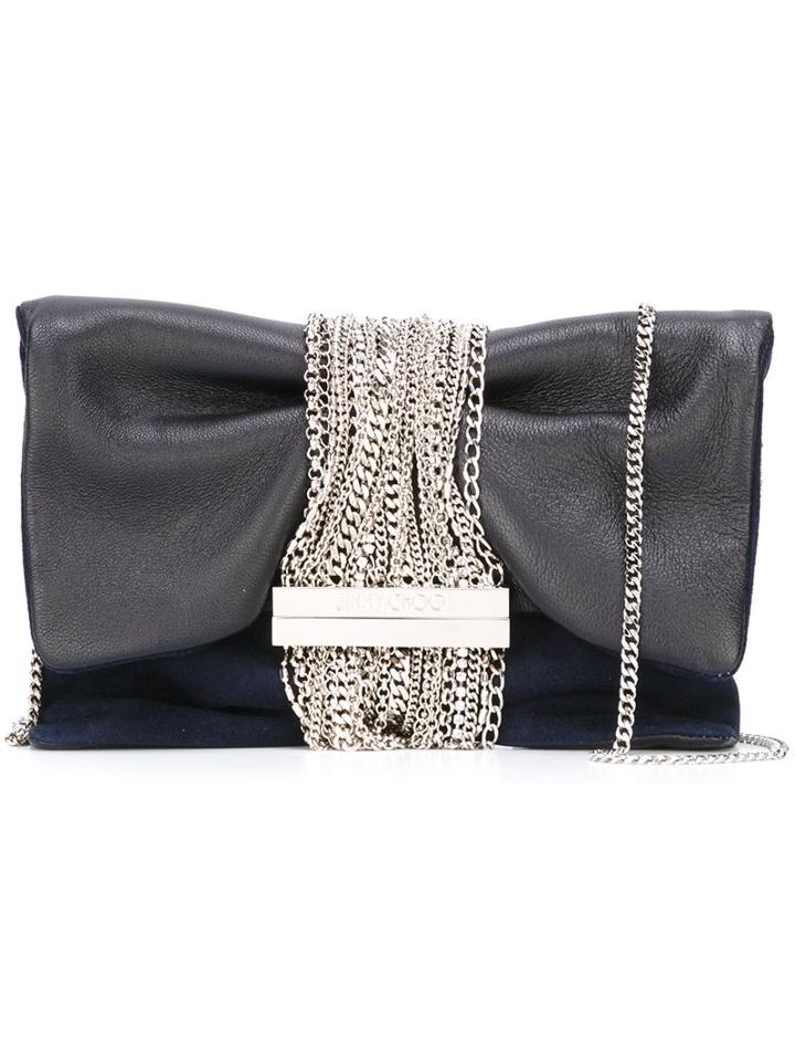 Jimmy Choo 'chandra' Clutch, Women's, Black, Calf Leather/suede/metal