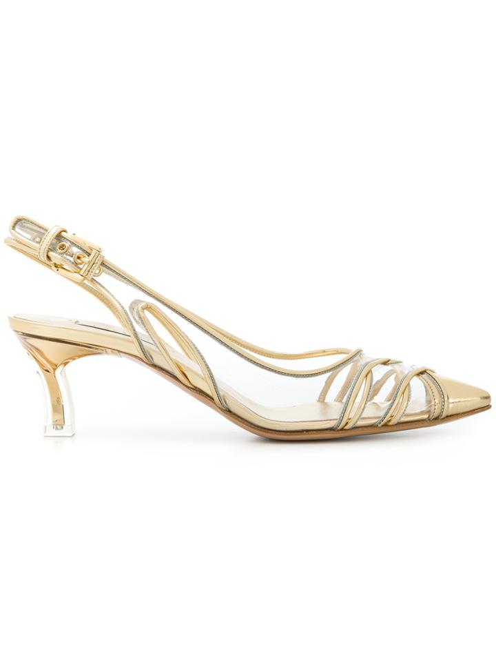Casadei Vinyl Slingback Pumps - Metallic