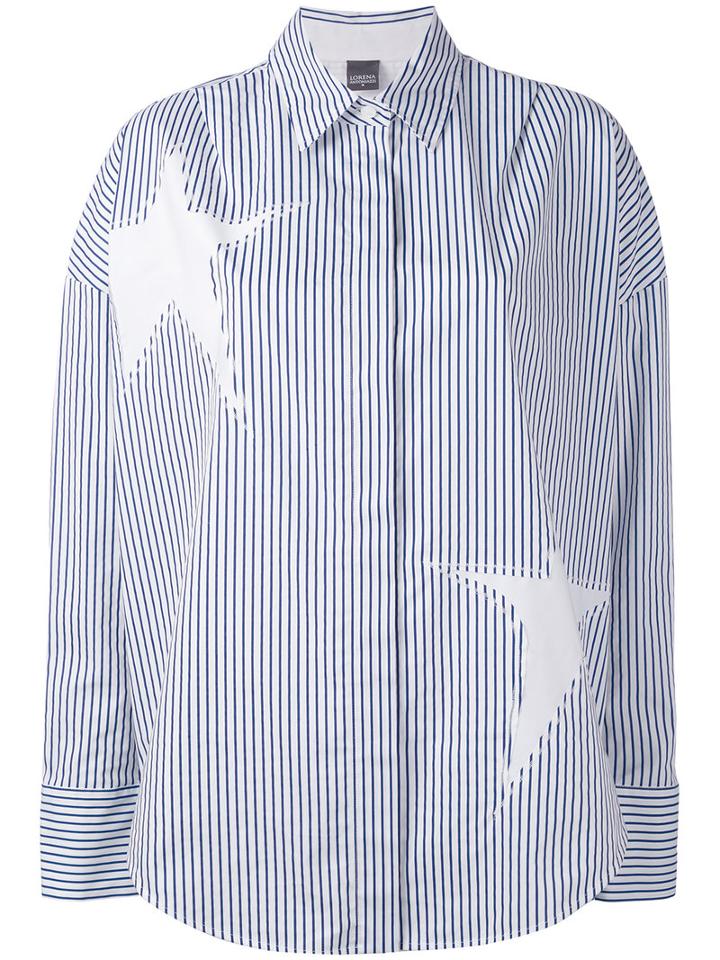 Lorena Antoniazzi - Striped Star Shirt - Women - Cotton/lyocell - 38, White, Cotton/lyocell
