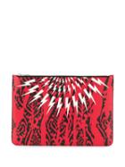 Neil Barrett Printed Thunderbolt Clutch - Red