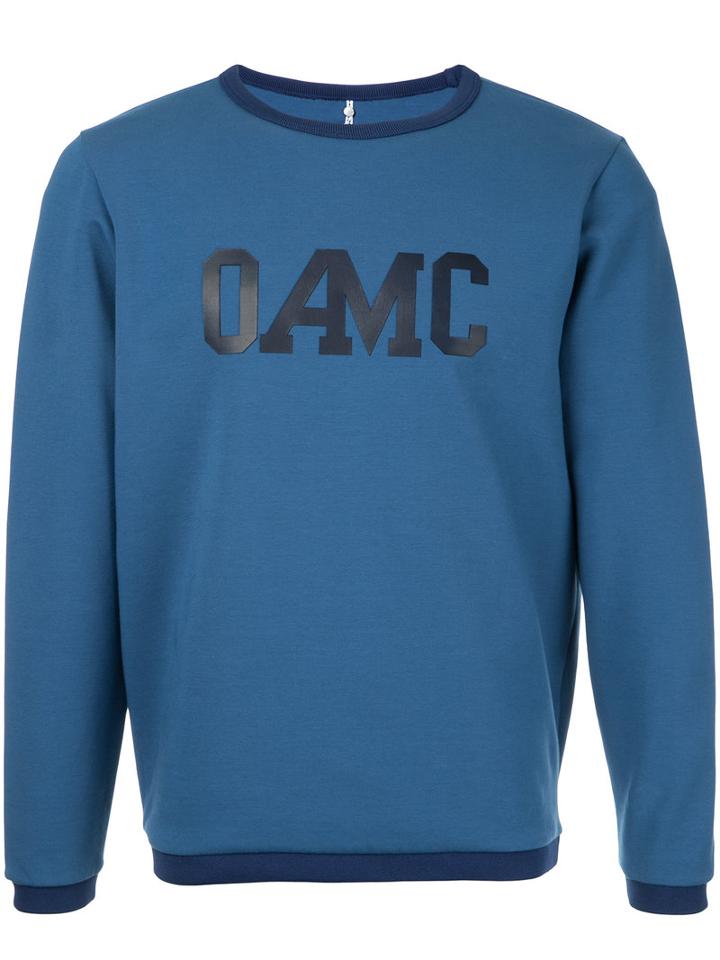 Oamc - Logo Print Jumper - Men - Cotton/polyamide/spandex/elastane - S, Blue, Cotton/polyamide/spandex/elastane
