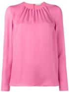 Etro - Gathered Long Sleeve Blouse - Women - Silk - 48, Pink/purple, Silk