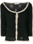 Moschino Vintage Crochet-trimmed Heart Knitted Cardigan - Black