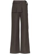 Low Classic Snap Pocket Wide Leg Trousers - Green