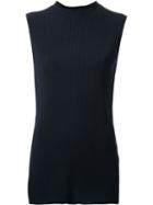Le Ciel Bleu Sleeveless Ribbed Knit Top, Women's, Size: 36, Black, Cotton/polyester