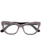 Dolce & Gabbana Cat Eye Printed Glasses, Black, Acetate