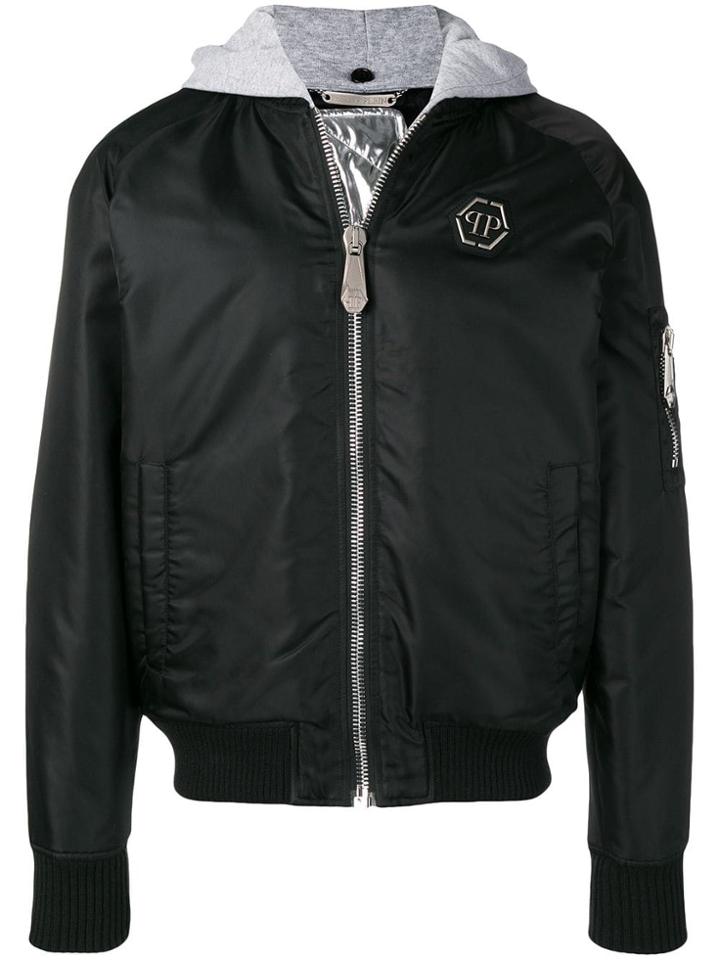 Philipp Plein Removable Hood Bomber Jacket - Black