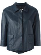 Herno Cropped Jacket, Women's, Size: 42, Blue, Polyester/acetate/lamb Skin