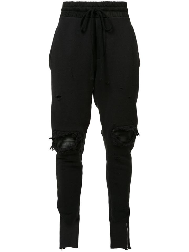 Amiri Tapered Ripped Sweatpants, Men's, Size: Small, Black, Cotton