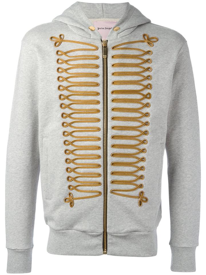 Palm Angels Chest Embroidery Zipped Hoody, Men's, Size: Large, Grey, Cotton/polyester/metal (other)