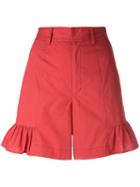Muveil - Flared Hem Shorts - Women - Cotton - 40, Red, Cotton