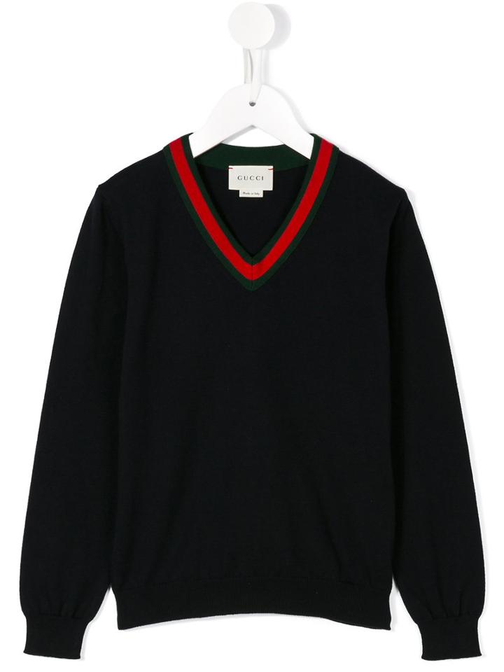 Gucci Kids V-neck Jumper, Boy's, Size: 10 Yrs, Blue