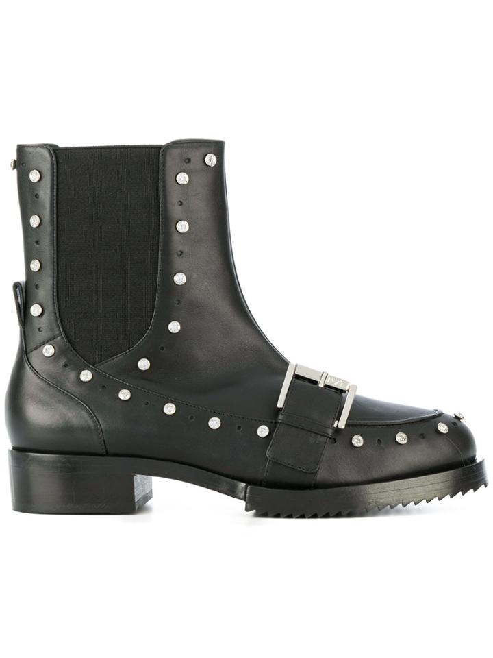 No21 Embellished Biker Boots - Black